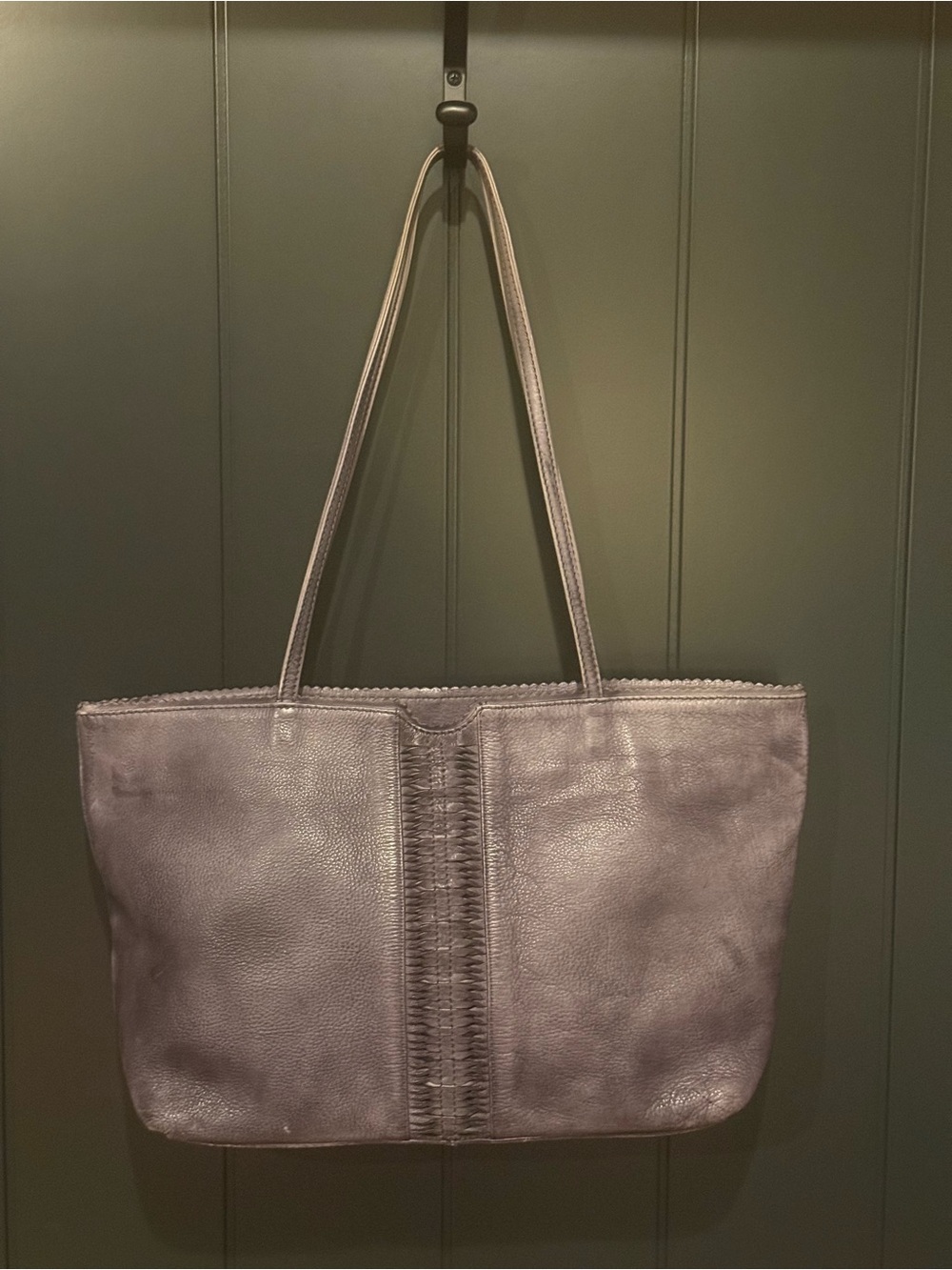 🐨 Latico Women's Soft Leather Tote Bag in  Slate Gray Whipstitch Front Design